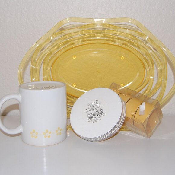 NWOT Michaels Kitchen Set: Mug, Coasters, Napkin Rings, & Basket - Picture 6 of 10